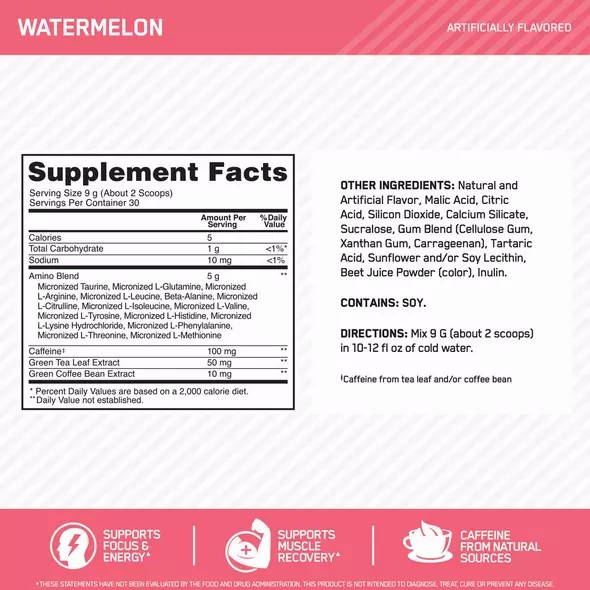 Optimum Nutrition ESSENTIAL AMIN.O. ENERGY® Watermelon 0.6 lb (30 Servings) Schweiz | 2654ACZBM