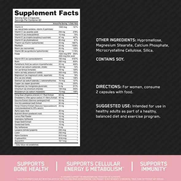 Optimum Nutrition OPTI-WOMEN® Multivitamine Tablets 120 Capsules (60 Servings) Schweiz | 9124YREID