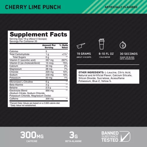 Optimum Nutrition Platinum Igniter Cherry Lime Punch 0.84 lb (20 Servings) Schweiz | 8265CDQRT